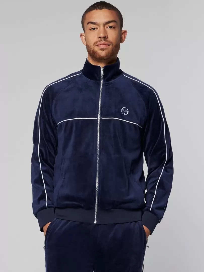 Sergio Tacchini Velour>Sovana Velour Track Jacket- Maritime Blue