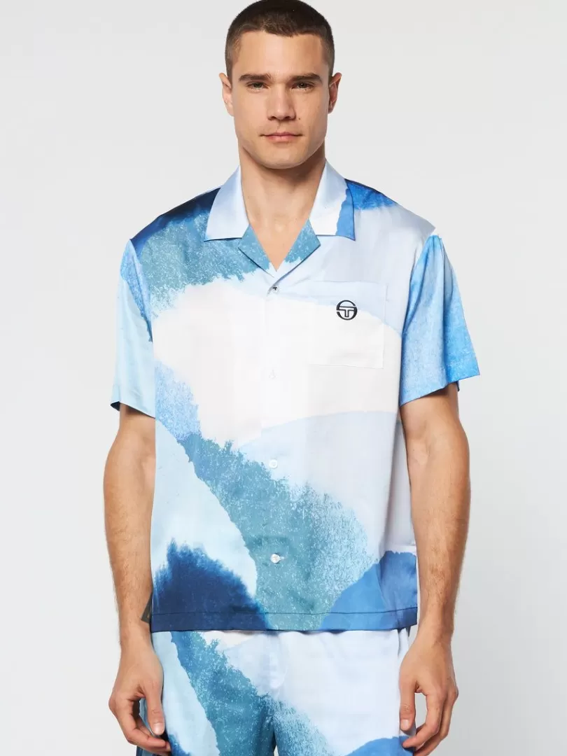 Sergio Tacchini Matching Separates>Spiaggia Cabana Shirt- Maritime Blue/ Multi