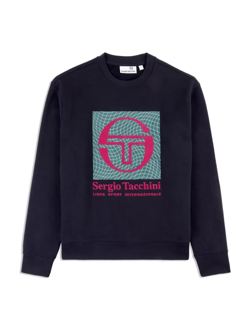 Sergio Tacchini Sweatshirts And Hoodies>Warp Crewneck- Maritime Blue