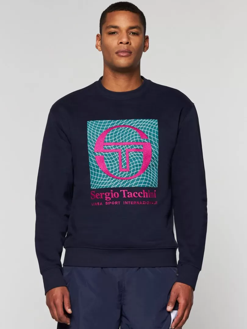 Sergio Tacchini Sweatshirts And Hoodies>Warp Crewneck- Maritime Blue