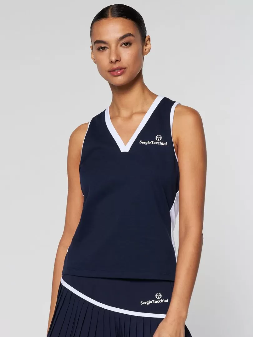 Sergio Tacchini Tops And Sports Bras>Women'S Vigentino Tennis V-Neck Tank Top- Maritime Blue