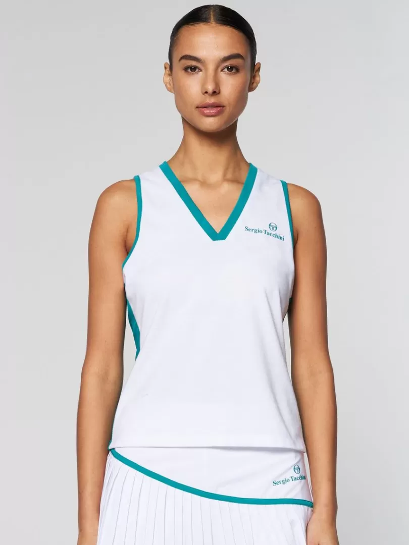 Sergio Tacchini Tops And Sports Bras>Women'S Vigentino Tennis V-Neck Tank Top- White